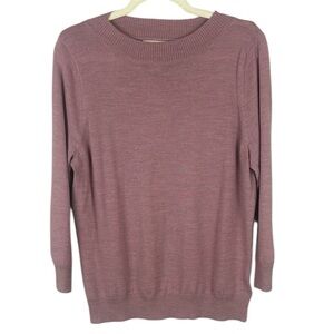 Cynthia Rowley 100% Extra Fine Merino Wool Pink Crew Neck Sweater Knit Size L